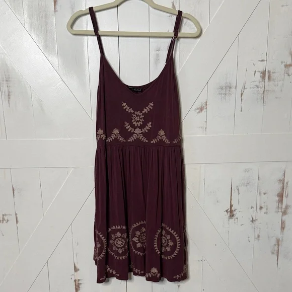 POL Plum Embroidered Boho Mini Dress - Picture 1 of 10